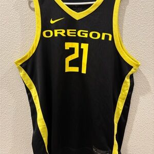 Nike Oregon #21 Black and Yellow Basketball Jersey